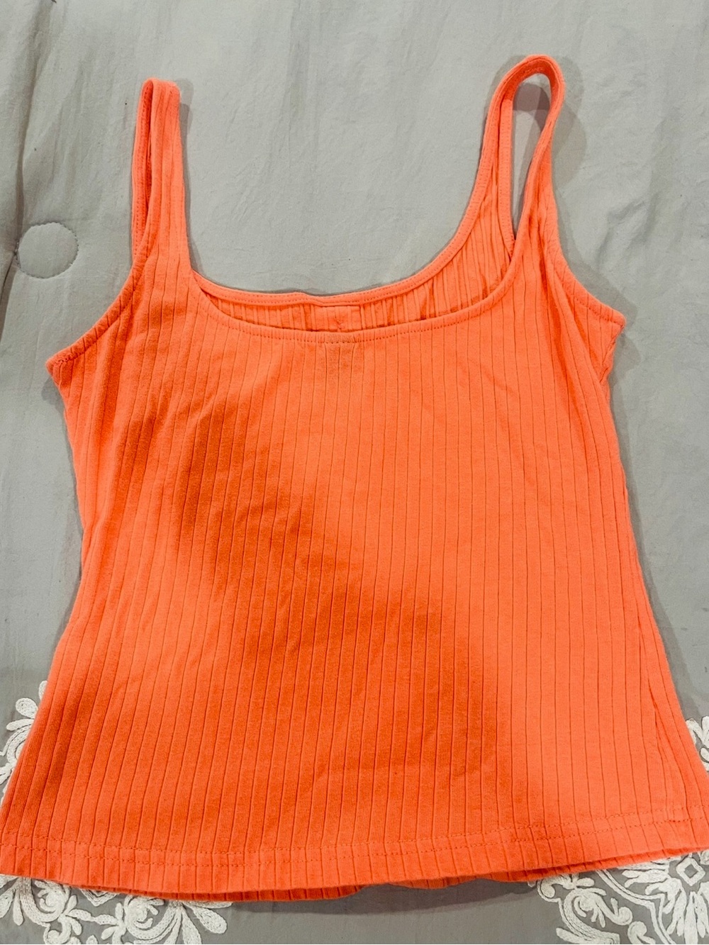 Women’s Orange Ribbed Button-Front Tank Top - Picture 4 of 4